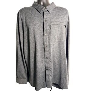 QOR Shirt Mens 2XL Gray Solid Long Sleeve Button Up Stretch‎ Casual Performance